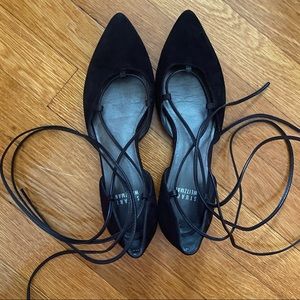 Stuart Weitzman Gladiator Lace Up Suede Ballet Flats